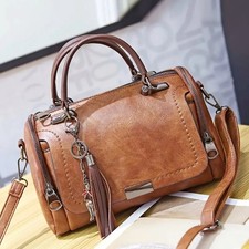 Tassel Decor Women's Large Capacity Shoulder Bag Fashion Zipper Removable Strap