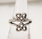 Vintage Celtic Knot Two Hearts Entwined Love 925 Sterling Silver Ring Size 6.5