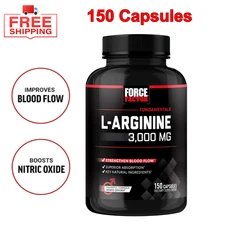 Force Factor L-Arginine 3000 MG, Nitric Oxide & Circulation Boost, 150 Capsules