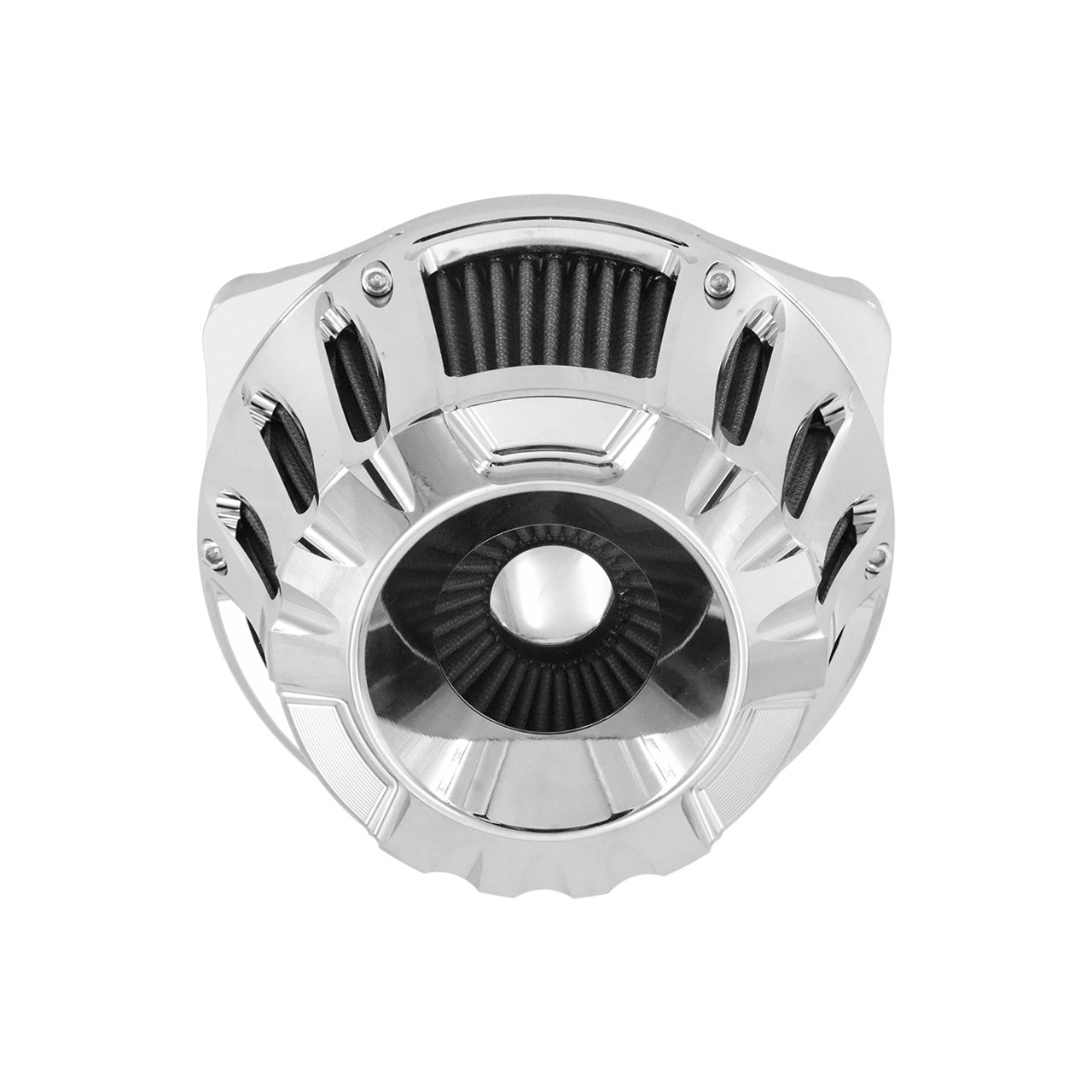 Chrome CNC Cut Air Filter Gray Intake For Harley 00-15 Softail Fat Boy Breakout