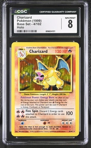 CGC 8 Charizard 1999 Base Set 4/102 Holo Pokemon Card