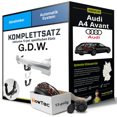 Anhängerkupplung abnehmbar für AUDI A4 Avant +E-Satz Kit NEU AHK