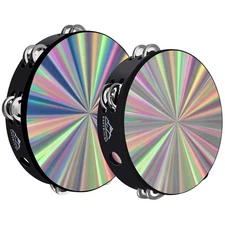 EASTROCK Radiant Tambourine Hand Held Drum 8/10 Inch Double Row Jingles Refle...