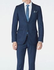 2025 JOS A BANK Navy Blue Check Full Suit 40S Wool Tailored Slim Fit