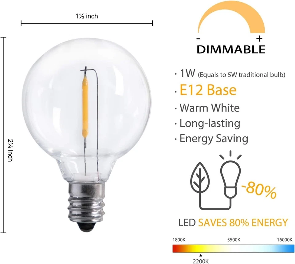 Shatterproof Globe Bulbs 50-Pack E12/C7 Dimmable LED - Image 4 of 4