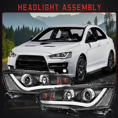 #ad For Mitsubishi Lancer EVO 2008 2017 Headlights Assembly Pair Black Projector $241.03
