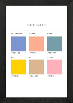 Farbpalette Tabelle gerahmt Wandbild Poster Leinwanddruck Bild