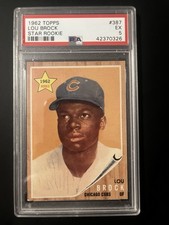 1962 Topps Lou Brock 387 Star Rookie Card RC PSA 5 Ex Nice Centering . rookie card picture