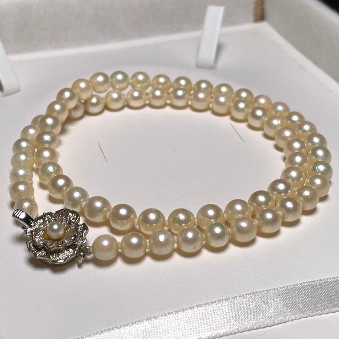 Akoya Pearl Necklace 5.8-6.4mm SILVER 46.7cm/18.3inches Genuine Pearl