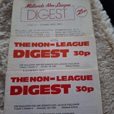 Non League Digest A5 sized Magazine  x 3 Nov 1984/Oct 1984/April 1984