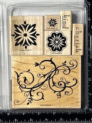 Stampin Up Baroque Motifs Rubber Stamps Flourish Floral Cherish Kind