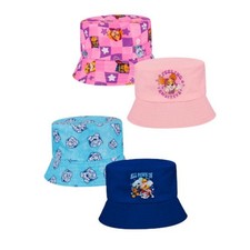 Paw Patrol Reversable Bucket Hat Blue Chase Marshall Rubble Pink Skye 3-7 Years