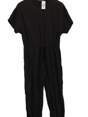 Enza Costa Damen Jumpsuit S Schwarz 100% Baumwolle Tapered Jumpsuit