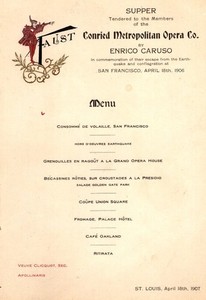 *ENRICO CARUSO SIGNED 1907 TESTIMONIAL DINNER MENU 27 OPERA AUTOGRAPHS *