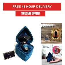 Small Keepsake Cremation Urn with Velvet Heart Case - Brass Memorial Urn