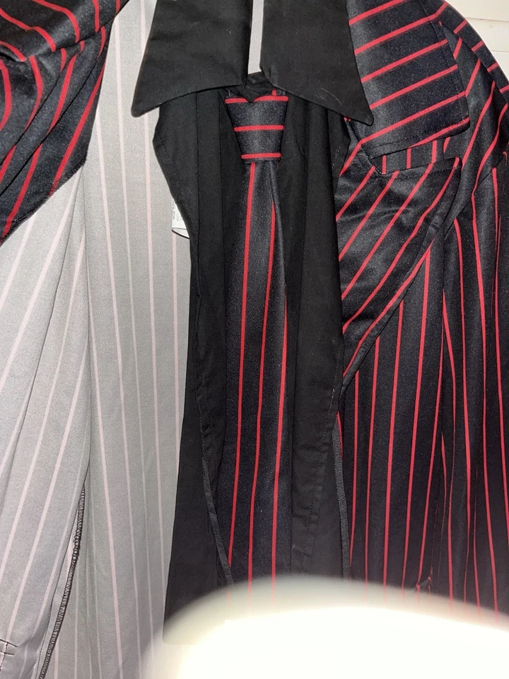 Hombre Zoot Traje Gángster Negro Rojo Rayas Disfraz 3 Piezas Halloween Talla Grande Foto 4 de 4