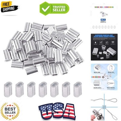 200Pcs 1/16''1.5mm Aluminum Crimping Loop Sleeve Wire Rope Sleeves Double Bar...