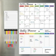 Magnetic Dry Erase Calendar Whiteboard Set 3-Pack for Fridge, Wall, and Refrig