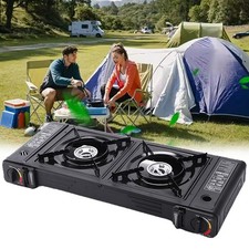 Double Burner Gas Stove Camping Butane Cooker Barbecue Portable Stove