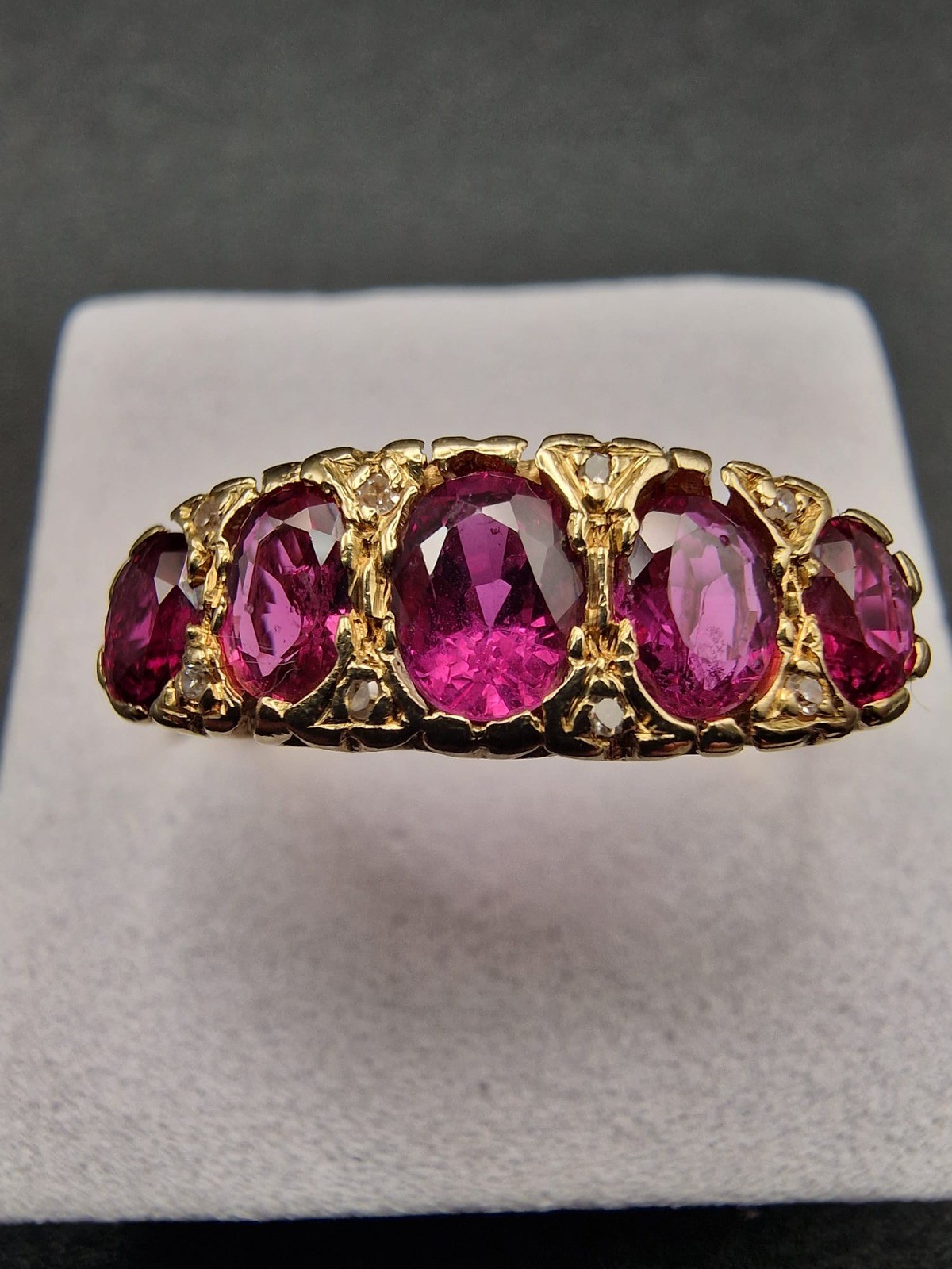 Antique 18ct Gold Ruby Diamond Ring Victorian Cir… - image 15