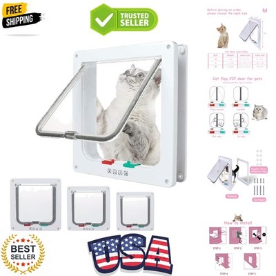 Cat Door Flap Outer Size 7.5'' x 7.8'', 4 Way Locking Medium Cat Door for Inter...