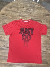 Nike Dri Fit Men  s Just Do It Red T Shirt Mens Medium Athletic Tee EUC