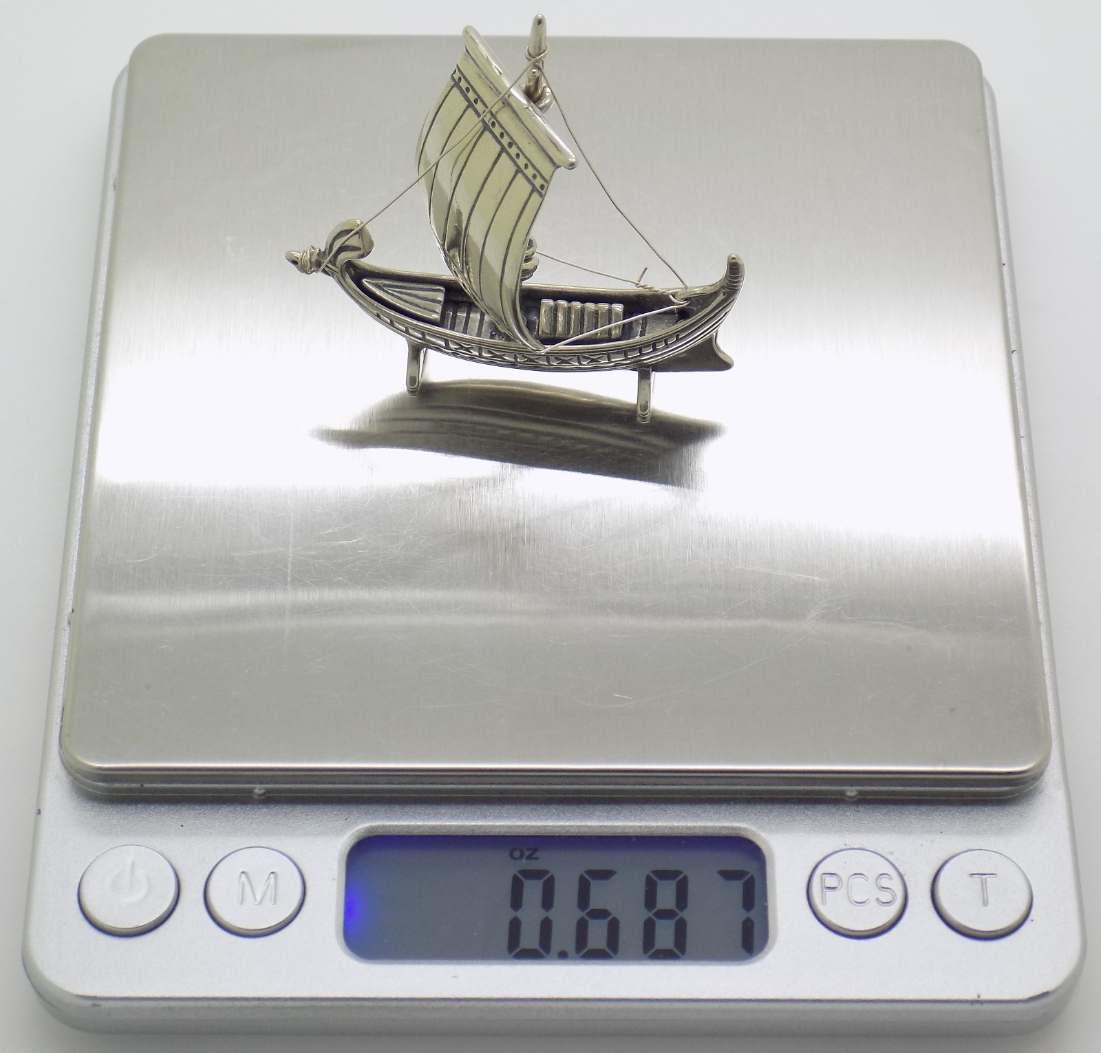 Vintage Italian Handmade Genuine Silver Ancient Vessel Figurine Solid Miniature