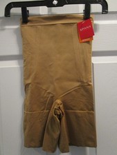 SPANX ONCORE HIGH-WAIST MID-THIGH SHAPER SHORTS IN CAFE AU LAIT SIZE SMALL