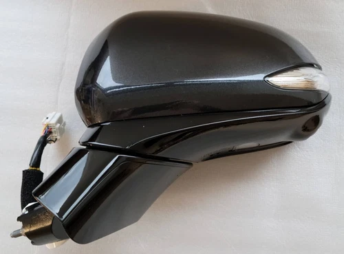 Dark Gray LH driver side door mirror w/ BSM + Camera. OEM for 2019-2020 Santa Fe