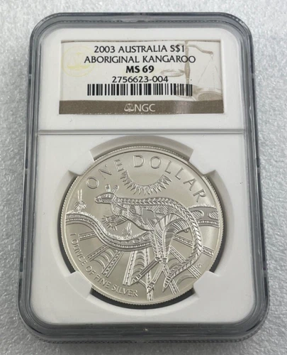 2003 Australia Kangaroo 1oz 999 Silver $1 Professionally Graded NGC MS69