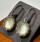 Michael Dawkins ~ Sterling ~ Mother of Pearl Doublet Front-Facing Hoop Earrings
