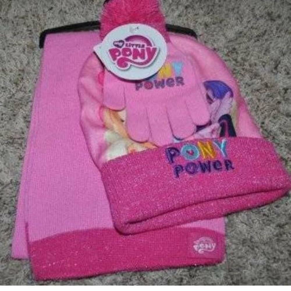 My Little Pony Cappello Invernale Sciarpa Guanti Rosa Set 3 Pezzi Bambina Tg 4 16