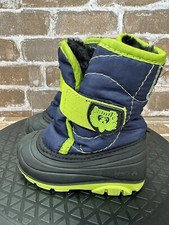 Kamik Snowbug 5 Neon Green Navy Winter Fur Lined Snow Boots Toddler Boys Size 5