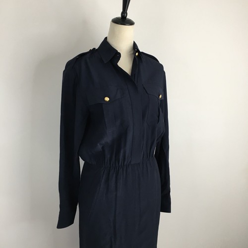 NWOT NILI LOTAN Womens sz Medium/Large Dark Navy GERALDINE Shirt Dress - Picture 5 of 14