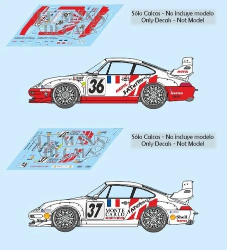 Decals Porsche 911 GT2 evo Le Mans 1995 1:32 1:43 1:24 1:18 slot decals