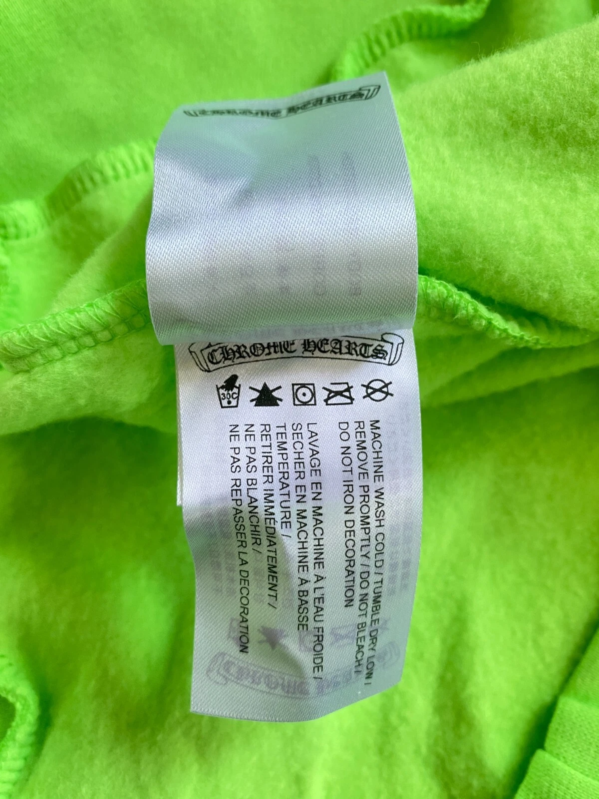 Felpa con cappuccio al neon Chrome Hearts logo verticale Ultra HD taglia L NUOVA 100% autentica ✅