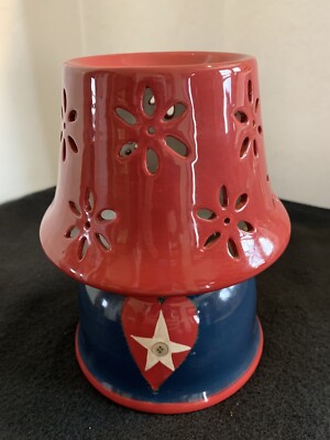 Country Fair Tealight Patriotic Lamp Candle Burner 2004 Giftcraft Americana