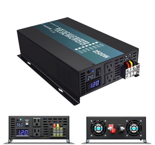 Inversor de onda sinusoidal pura 2500 W 12V 24V 36V 48VDC a 120VAC camión energía solar doméstica - Imagen 13 de 14