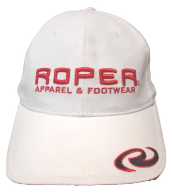 Roper White Ball Hat Cap Hook & Loop Adjustable 100% Cotton Apparel & Footwear