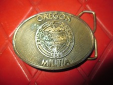 Vintage OREGON MILITIA - STATE Of OREGON 1859 Brass Belt BUCKLE - 1970's