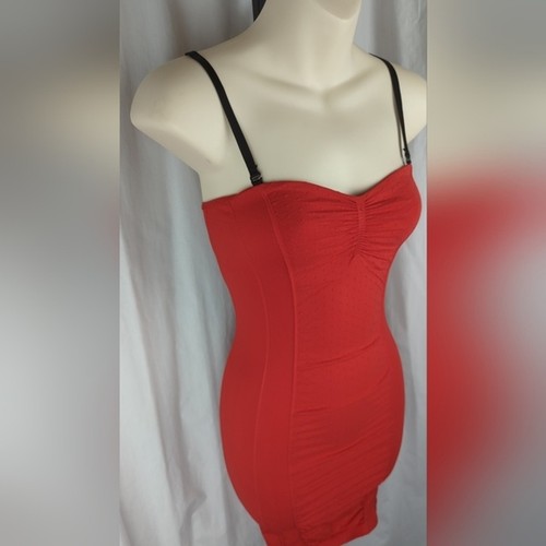 Intimately by free people red slip dress stretchy bodycon sexy strappy bra XS S - Picture 2 of 5