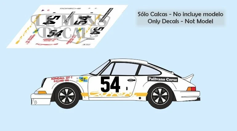 Autocollants Porsche 911 Carrera RS Le Mans 1975 54 1:32 1:43 1:24 1:18 fente... - Photo 1/1