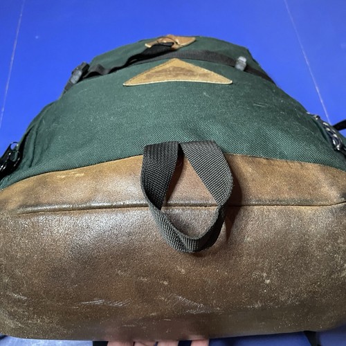 Vintage JanSport Leather Bottom Backpack Day Pack 90s USA Rugged Green READ - Picture 15 of 21