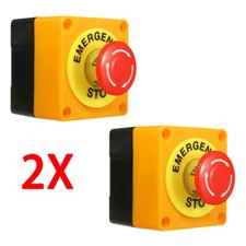 2Pcs NO NC 22mm 10A Mushroom Emergency Stop Shut Off Push Button Switch USA
