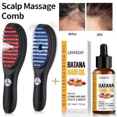 Electric Massage Comb LED Blue Light Red Therapy Hair Growth Massage Scalp Brush