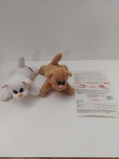 Vtg Pound Puppies Purries Cats Stuffed Plush Striped Tonka Toy with Care Sheet