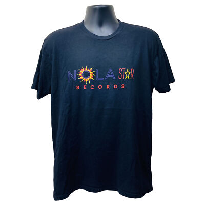 NOLA STAR RECORDS Sz L New Orleans Records Label Short Sleeve Graphic Tee   VG 