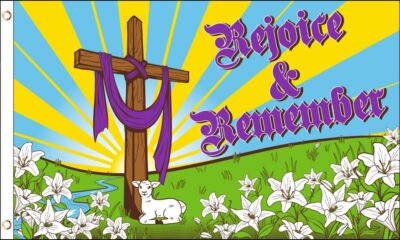 EASTER REJOICE & REMEMBER 3'X5'  POLY FLAG