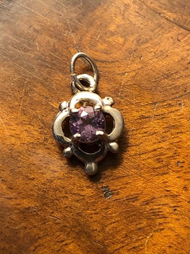 Lot of 3 Sterling Silver Charm Pendants - Elephant, Rhino & Amethyst - Picture 5 of 7