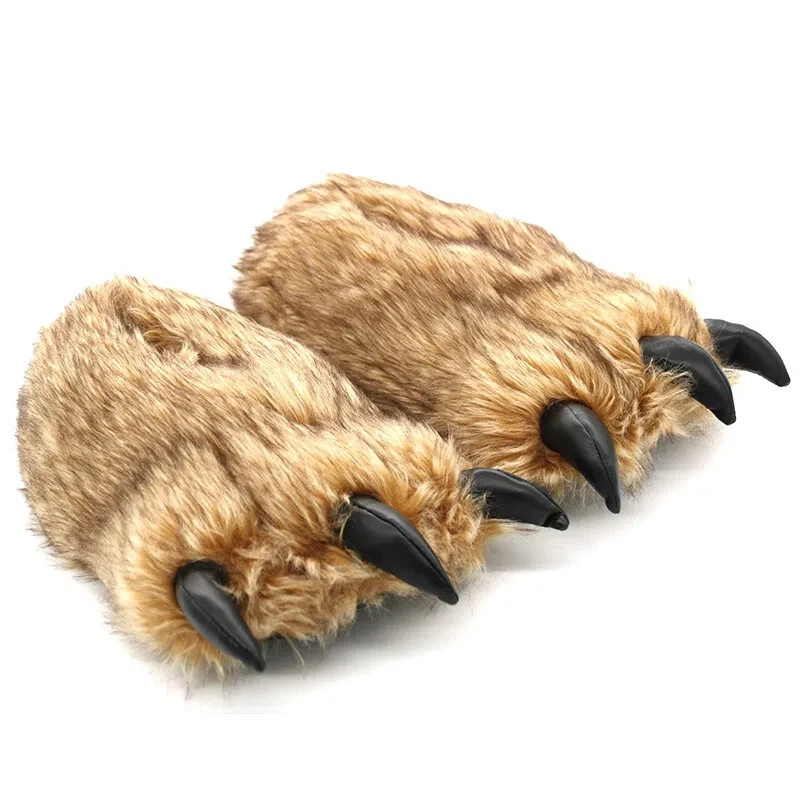 New Chunky Paw Slippers Creative Funny Indoor Fluffy Shoes Animal Soft Slippers - Image 3 of 4